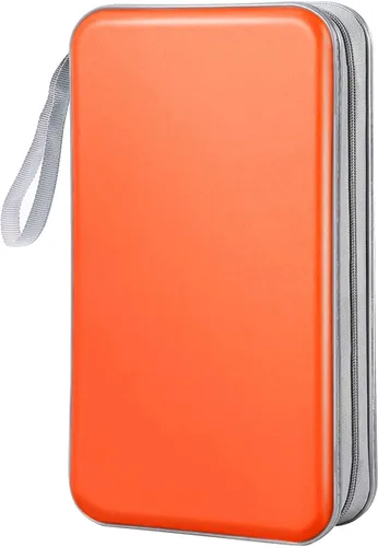 Funda para CD, 80 de capacidad, DVD, VCD, multimedia, Blu-ray, soporte para cartera, organizador de almacenamiento (naranja)