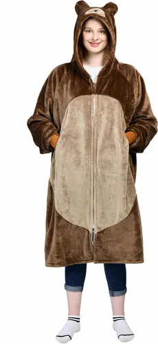 Waitu Manta Ponible de Oso con Capucha, Divertidos Disfraces de Halloween, Regalos de Cumpleaños para Mujeres, Hombres, Niños y Niñas, Manta con