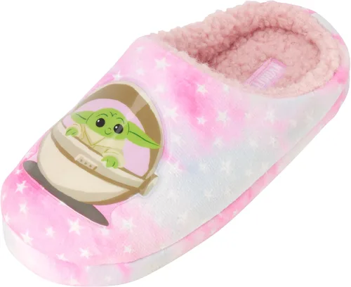 Disney Pantuflas de Star Wars para niña Mandalorian Baby Yoda - Pantuflas mullidas, suela antideslizante (niña 11-5)