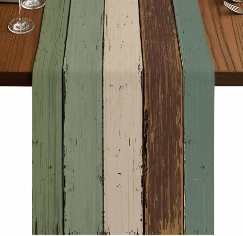 Miniatura 56 de Ocean Hues Farmhouse - Camino de mesa de lino y algodón, estilo retro, con textura de madera de granero rústica, degradado, azul, gris, Azul