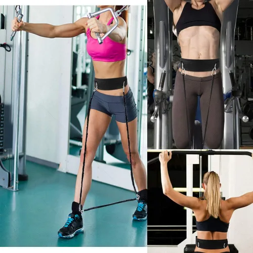 Miniatura 3 de Cinturón de cintura de neopreno acolchado con polea para gimnasio, correa con anillos para máquinas de cable, ejercicio de fitness, velocidad