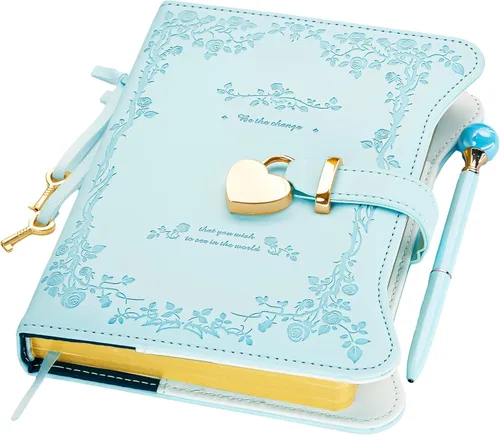 Miniatura 15 de Hoci Poci Agenda con candado y llaves para niñas, ideas de regalo para niñas, diario de 360 páginas con bordes dorados para mujeres, cuaderno