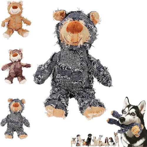 Miniatura 9 de Oso robusto indestructible 2023: juguete de peluche para perros, juguetes chirriantes indestructibles para perros, juguetes duraderos para D-A+B