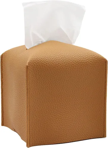 Miniatura 13 de Livelab Funda para caja de pañuelos, cuadrada, decorativa, de piel sintética, soporte para caja de pañuelos moderna, organizador de papel facial