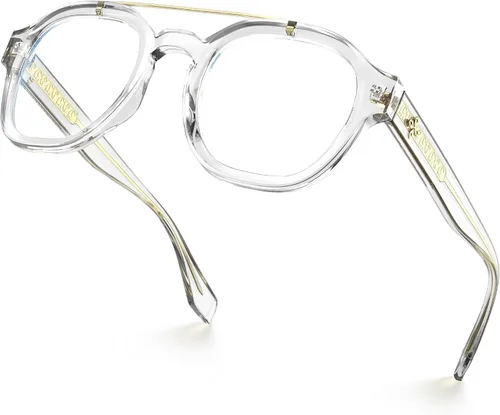 Miniatura 12 de VISOONE Gafas retro redondas antifatiga ocular de metal medianas, gafas de bloqueo de luz azul para juegos de computadora, mujeres y hombres, Sanford
