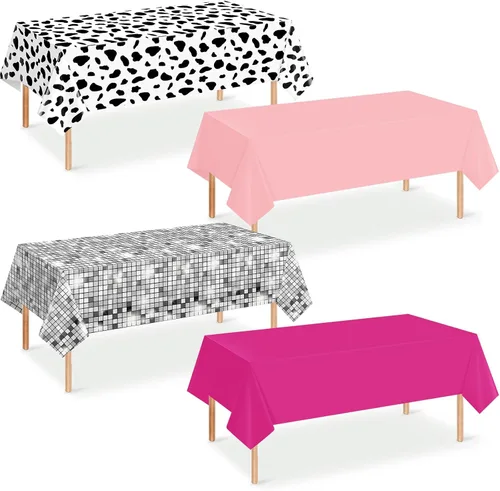 Miniatura 19 de Paquete de 12 manteles de plástico para baby shower de vaquero para mesas rectangulares, funda de mesa desechable con estampado de vaca, mantel