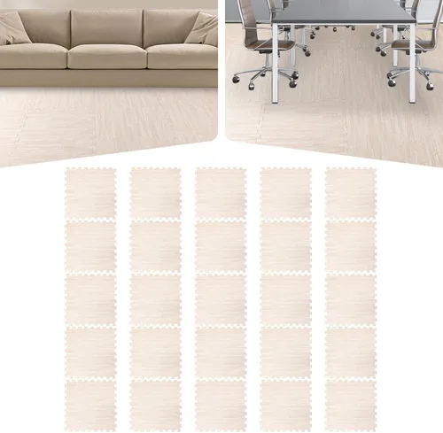Miniatura 10 de Azulejos de espuma estampada de 0.4 pulgadas de grosor, 24 x 24 pulgadas, 25 piezas, suelo protector estilo grano de madera, para el hogar