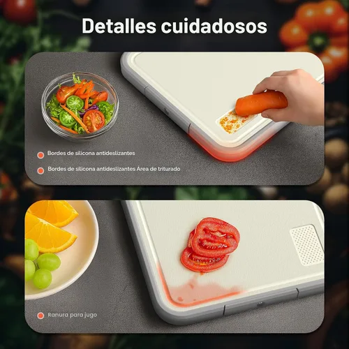 Miniatura 7 de Sumzzz Tabla de cortar de acero inoxidable para cocina, tabla de cortar 2 en 1 de doble cara, apta para lavavajillas, acero inoxidable de grado
