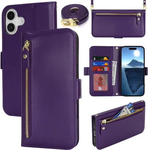 Miniatura 47 de Lipvina Funda tipo cartera para iPhone 12 Pro Max / 13 Pro Max para mujeres, bolsillo con cremallera, funda de teléfono de cuero PU con soporte