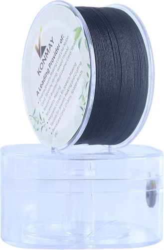 Miniatura 2 de KONMAY - Hilo de nylon negro de 0.6mm con estuche para pulseras, cordón de nailon satinado trenzado de 190 yardas para hacer joyería, encordar