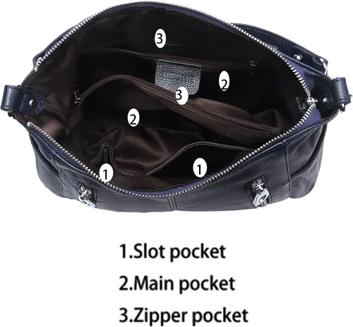 Miniatura 7 de HESHE Monederos de cuero genuino para mujer, bolso de hombro Hobo, bolso cruzado, bolsos de diseñador para damas