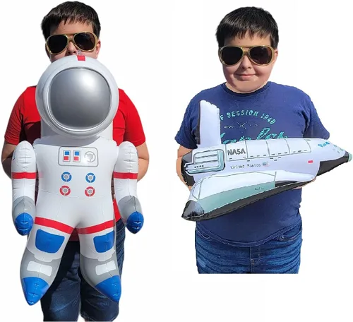 Zugar Land Misión del espacio exterior – Astronauta inflable y transbordador espacial (juego de 2) Misión de exploración de cosmos autoportante