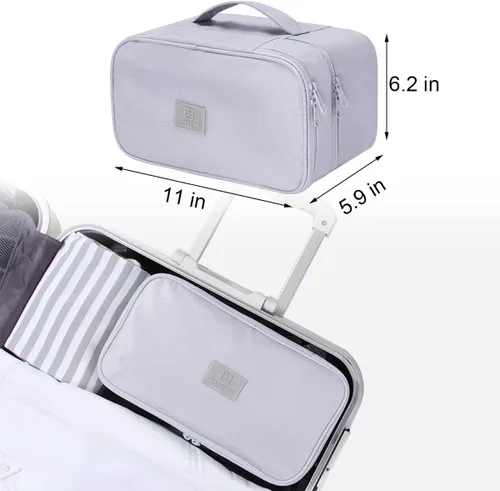 Miniatura 3 de Bolsa de viaje para brasier de ropa interior, bolsa organizadora de ropa interior de doble capa, estuche de viaje para brasier, calcetines
