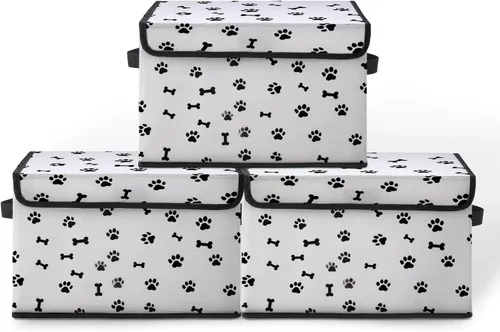 Miniatura 18 de Contenedores de almacenamiento apilables para ropa con tapas, organizadores de clóset con estampado de gatos de tela para el hogar y la oficina