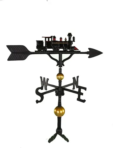 Miniatura 5 de Montague Metal Products Veleta de 32 pulgadas con adorno de tren negro satinado