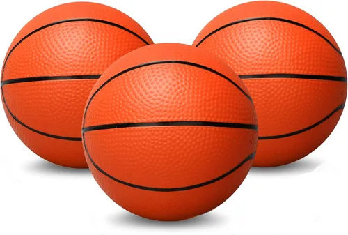 Amarlozn Juego de baloncesto de espuma mini de 12,7 cm, 3 piezas, naranja, ideal para niños, niños pequeños, playa, piscina, juego en interiores y