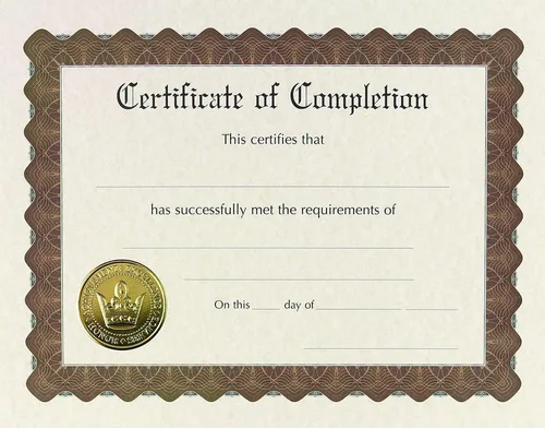 Gran papeles. Certificado de finalización, preimpreso, capa de oro, en relieve, 8.5" x 11", 6 unidades (930400)