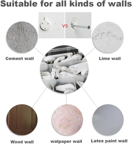 Miniatura 6 de EuTengHao 43 tornillos invisibles para uñas, ganchos de pared sin rastro, ganchos de fotos sin rastro, ganchos de fotos para pared dura, ganchos