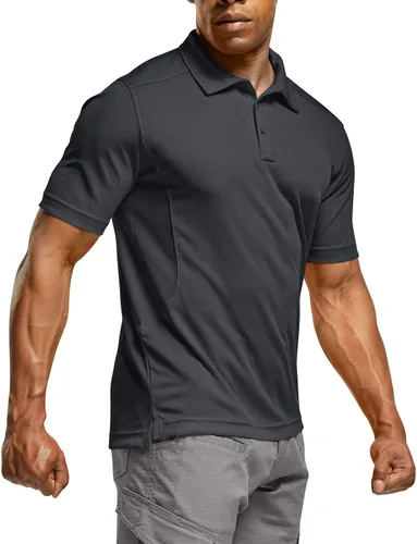 CQR - Camisa tipo polo estilo piqué para hombre, diseños tácticos de manga corta y larga para golf, tela Dry Fit ligera, con FPU 50+ para exteriores