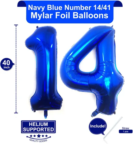 Miniatura 2 de Globos digitales de 40 pulgadas, color azul marino, gigantes, gigantes, gigantes, enormes de aluminio de 14 o 41, globos digitales de Mylar con Azul