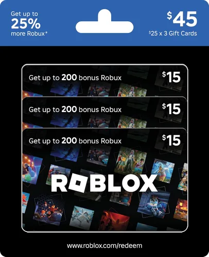 Roblox Tarjetas de regalo físicas, paquete múltiple de 3 x $15 [Incluye artículo virtual gratis] [Canjear en todo el mundo]
