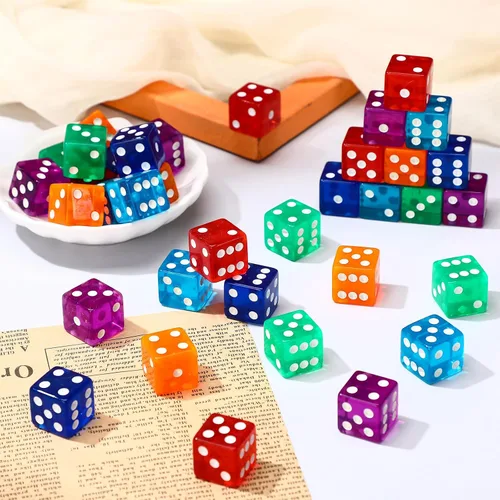 Miniatura 6 de Seenelling Juego de 36 dados de 19 mm estilo casino para Craps, acrílicos y translúcidos D6, cuadrados con bordes redondeados para casino, Craps