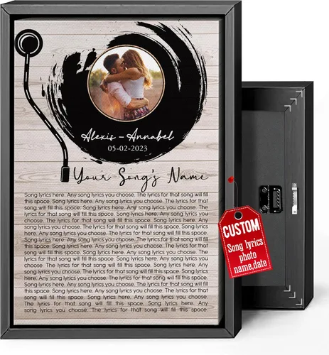 Miniatura 9 de H-DEWALL Lienzo personalizado con letras de canciones enmarcado, regalos para ella, obra de arte para el dormitorio, lienzo musical personalizado