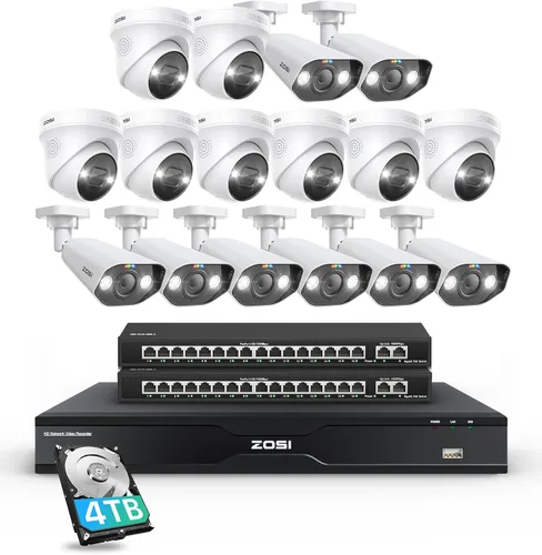 Miniatura 11 de ZOSI Sistema de cámara de seguridad PoE de 32 canales 4K, 8 cámaras IP PoE para interiores y exteriores de 8 MP, detección de vehículos personales