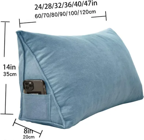 Miniatura 7 de Almohada de cuña para cabecero de cama con funda extraíble, soporte de posicionamiento triangular, respaldo de lectura, almohada de cuña