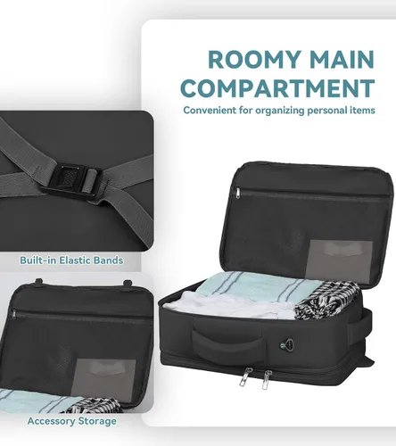 Miniatura 5 de AREYTECO - Mochila de viaje de 50L, mochila extra grande expandible para laptop, mochila de transporte aprobada para vuelo, maleta de negocios