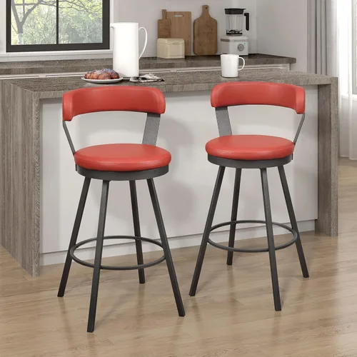 Miniatura 14 de Lexicon Ruthie - Juego de 2 taburetes giratorios para encimera de cocina con respaldo, 25.5 pulgadas de altura de asiento de 25.5 pulgadas, sillas
