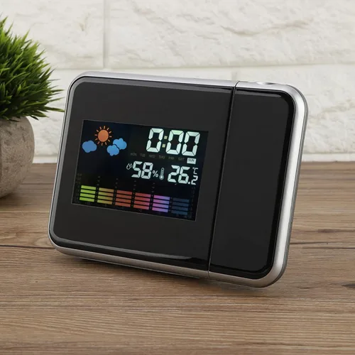 Miniatura 8 de Akozon Reloj despertador de proyección Digital LED Pronóstico del tiempo Calendario Pantalla Reloj despertador Temperatura Humedad Monitor Medidor