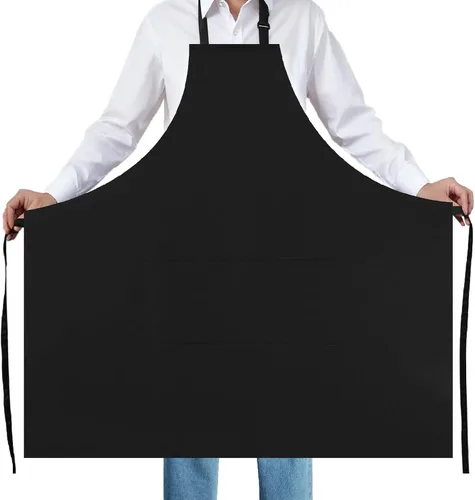 Delantal negro extra grande para hombre, delantales ajustables con 2 bolsillos, para cocinar, cocinar, cocina, resistente al agua y al aceite