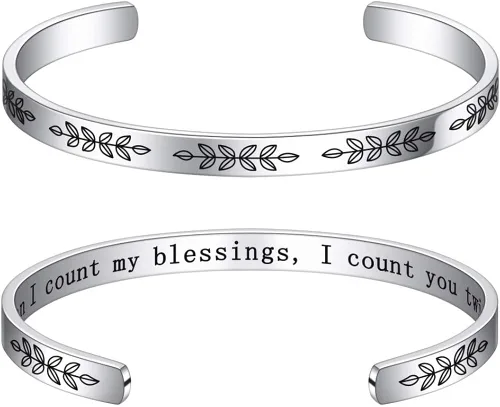 M MOOHAM - Brazalete inspirador con cita grabada, acero inoxidable, regalo de cumpleaños, Navidad, regalo divertido para mejor amiga, hija, hijo,