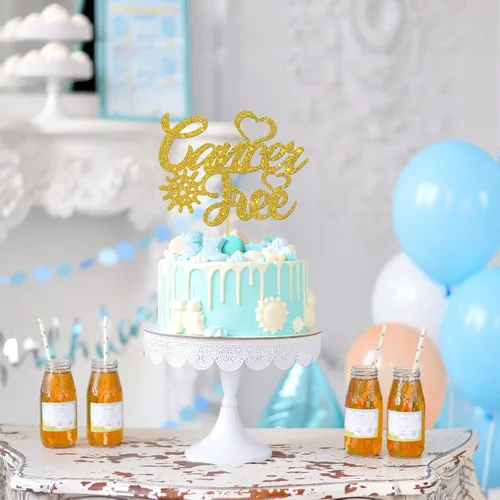 Miniatura 2 de Decoración para tartas sin cáncer, hermosa decoración para tartas de guerrero, sobreviviente de cáncer, suministros de fiesta de cáncer para lucha