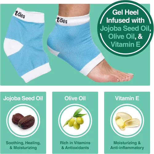 Miniatura 2 de ZenToes Calcetines hidratantes para el talón, 2 pares de calcetines de spa con forro de gel para curar y tratar talones secos y agrietados mientras