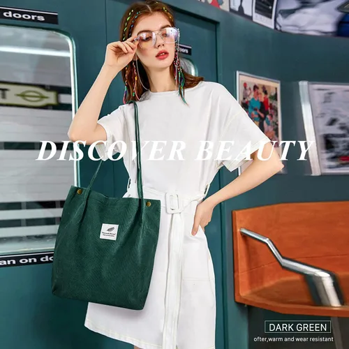 Miniatura 3 de Ndeno Bolsas de mano para mujer, bolsa de hombro de pana con bolsillo interior para trabajo, playa, almuerzo, viajes, compras, bolsos