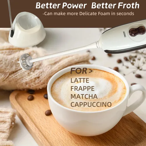 Miniatura 6 de Potente varita espumadora de leche – Mezclador de bebidas de mano a pilas – Máquina de espuma de batidor eléctrico para café, lattes, capuchino