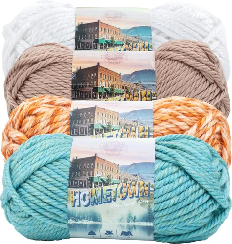 Miniatura 55 de Lion Brand Yarn Hometown - Ovillo de lana súper voluminoso para tejer, ganchillo y manualidades, 1 unidad, Phoenix Azalea