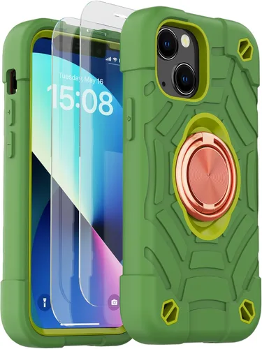 Miniatura 9 de KCJ Funda para iPhone SE 2022/2020, iPhone 8/7/6/6S, con [2×Protectores de Pantalla][Soporte de Anillo] Silicona Suave+PC Duro Protección Completa