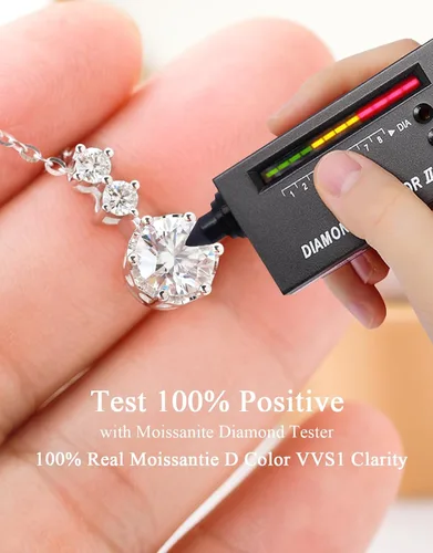 Miniatura 5 de Moissanite Pendant Necklace,3 Stones 2CT Round Cut S925 Eternity Diamond Pendant Necklace,Hypoallergenic Anniversary Birthday Wedding Bridal Jewelry