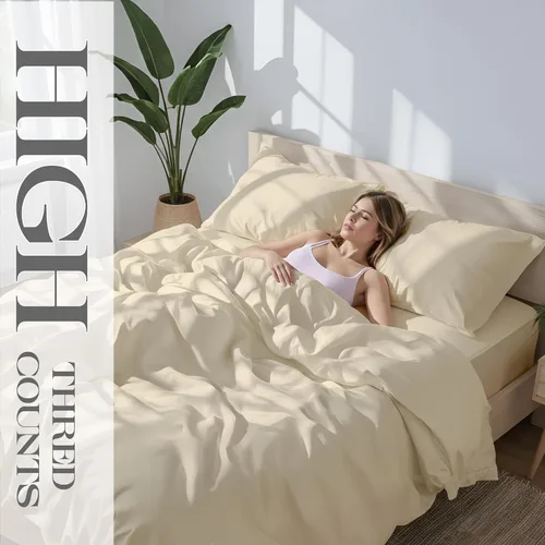 Miniatura 48 de Bluemoon Homes Sábanas de Algodón Egipcio Twin - Juego de Sábanas de 4 Piezas, Juego de Ropa de Cama de 1000 Hilos, Suave y Lujoso Juego de Sábanas