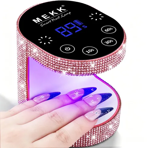 MEKK Mini luz UV inalámbrica para uñas de gel – Mini lámpara de uñas LED UV recargable de 24 W con control táctil y sensor automático, pequeña