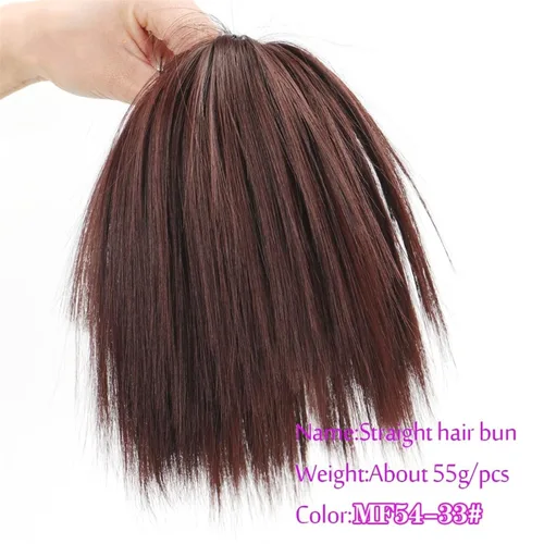 Miniatura 2 de HASMI Extensiones de cabello sintético desordenado con moño, extensiones de moño desordenadas, esponjosas, lacias, banda elástica, moño, pelo falso