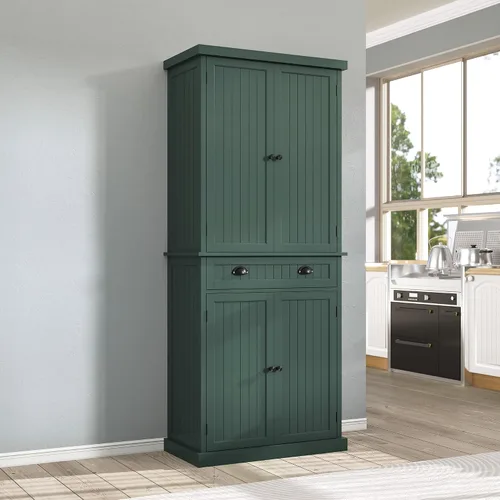 Miniatura 14 de ARTPOWER Armario de almacenamiento de despensa de cocina de 72 pulgadas de alto con cajón y estantes ajustables, armario de despensa para cocina