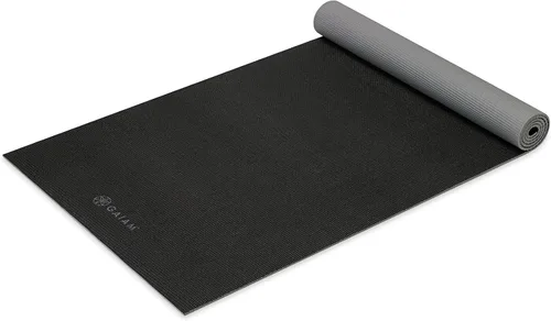 Gaiam Estera de yoga de color sólido, antideslizante para todo tipo de yoga, pilates y ejercicios de piso Tormenta de Granito