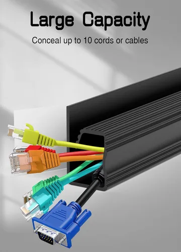 Miniatura 2 de Organizador de cables para debajo del escritorio, canal en J, paquete de 6 organizadores de cables adhesivos 6-pack adhesive J channel organizes