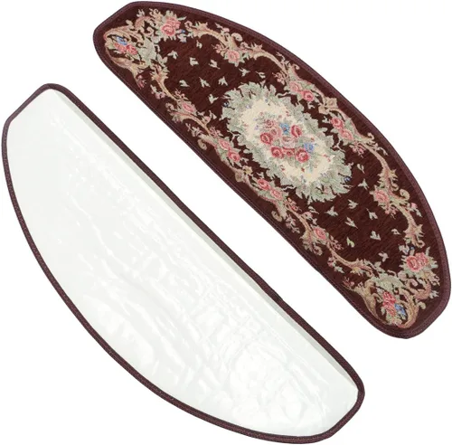 Miniatura 15 de KEYAMA Alfombra de acrílico para interiores, diseño floral, antideslizante, cinta libre - 9 pulgadas de ancho x 30 pulgadas de largo, rojo 059
