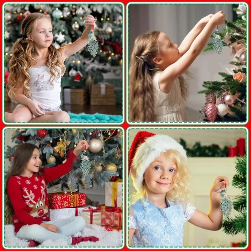 Miniatura 8 de SICOHOME Adornos de Navidad de pavo real, adornos de pavo real verde azulado para colgar en el árbol de Navidad, adornos de Navidad, decoraciones
