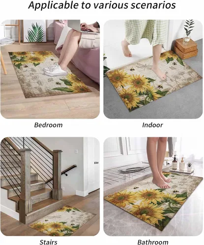 Miniatura 7 de Tapete para puerta delantera, antideslizante, absorbente, para entrada, para interiores y exteriores, alfombras pequeñas para interiores